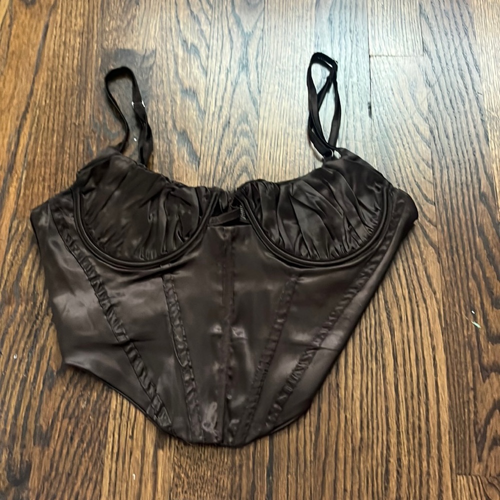Brown silk corset size small - bust 32 C